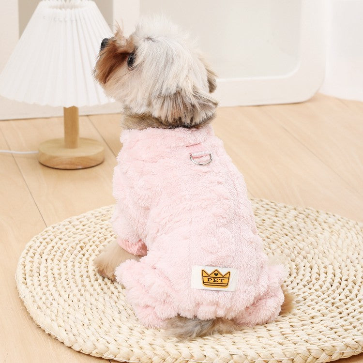 Mono de punto trenzado forrado de borreguito para perros