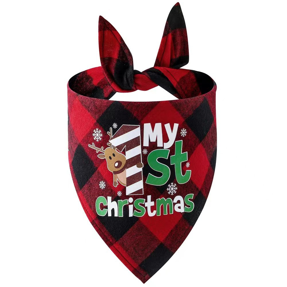 Pañuelo triangular navideño para perros y gatos – Reno rojo y negro