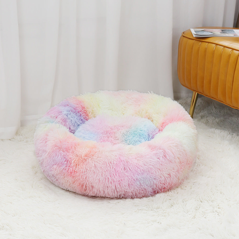 Cama nido redonda de felpa para perros y gatos