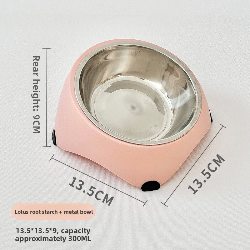 Cuenco inclinado de acero inoxidable para gatos y perros pequeños