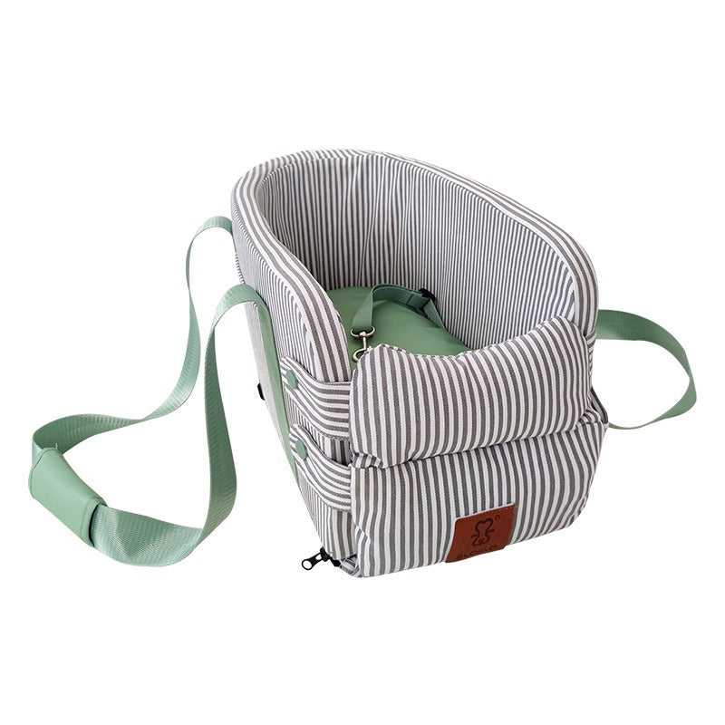 Cama elevadora para coche con correa de seguridad para perros – Striped style-green ribbon