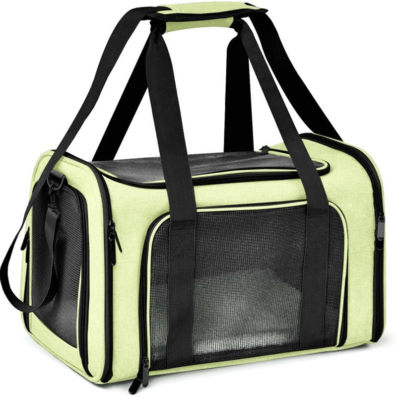 Transportín plegable y transpirable para perros y gatos en color verde