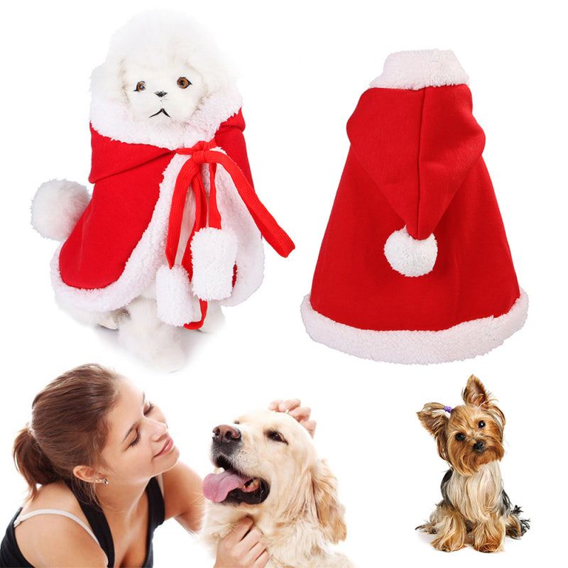 Capa navideña con capucha para perros y gatos