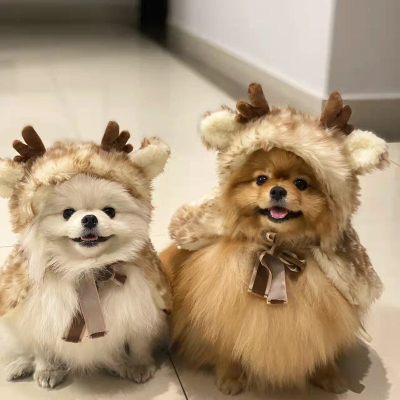 Disfraz Navideño de Alce con Capa y Sombrero para Perros y Gatos, foto 2 de 8
