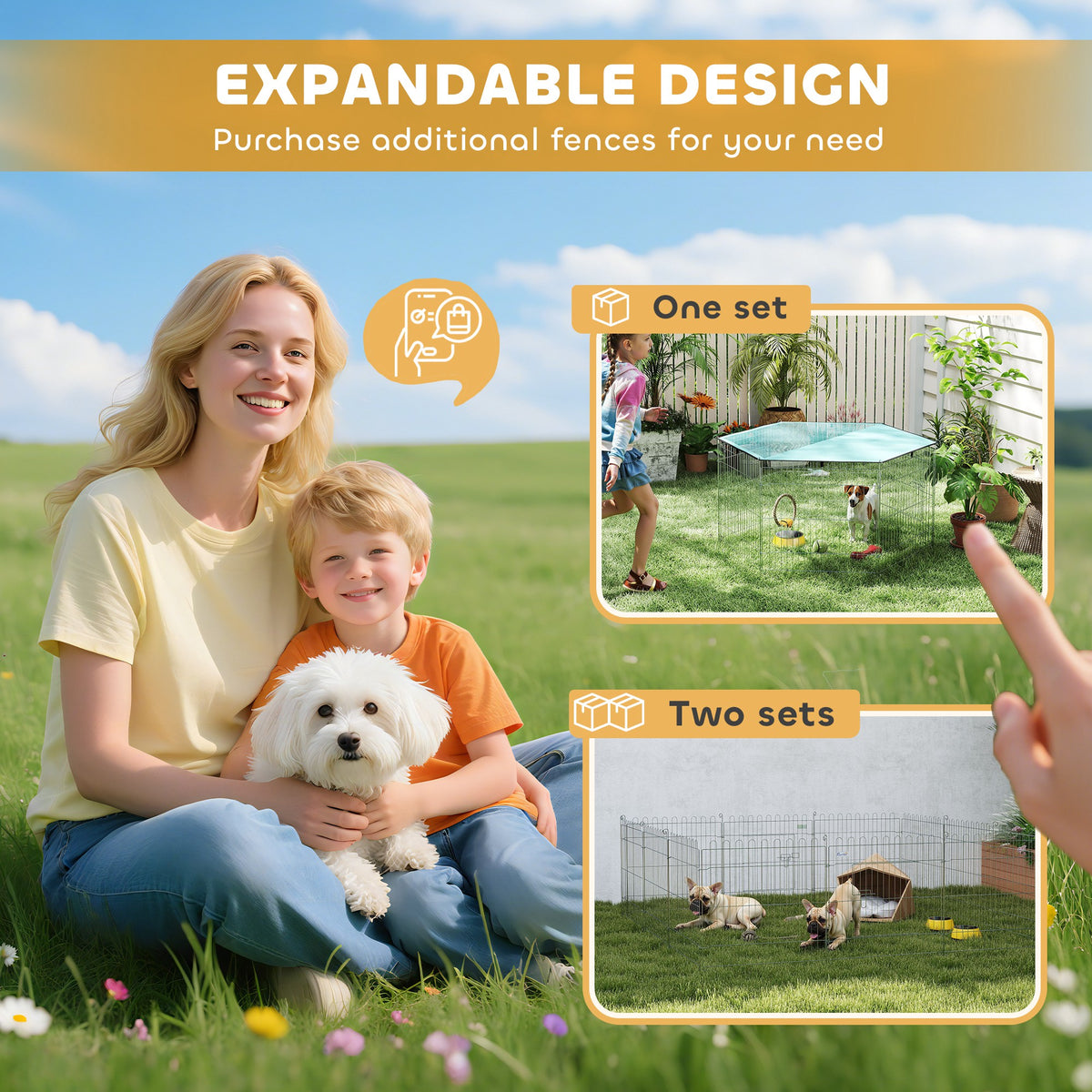 Parque plegable para perros y gatos con techo, 6 paneles