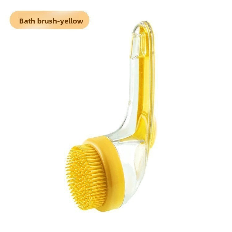 Cepillo de baño de silicona con dosificador de champú para perros y gatos