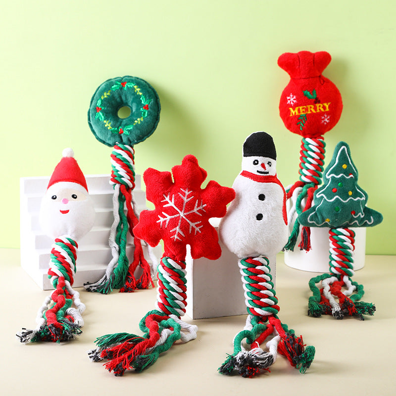 Juguete navideño de cuerda y peluche para perros y gatos