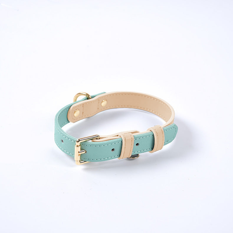 Collar de piel para perros y gatos, colores pastel