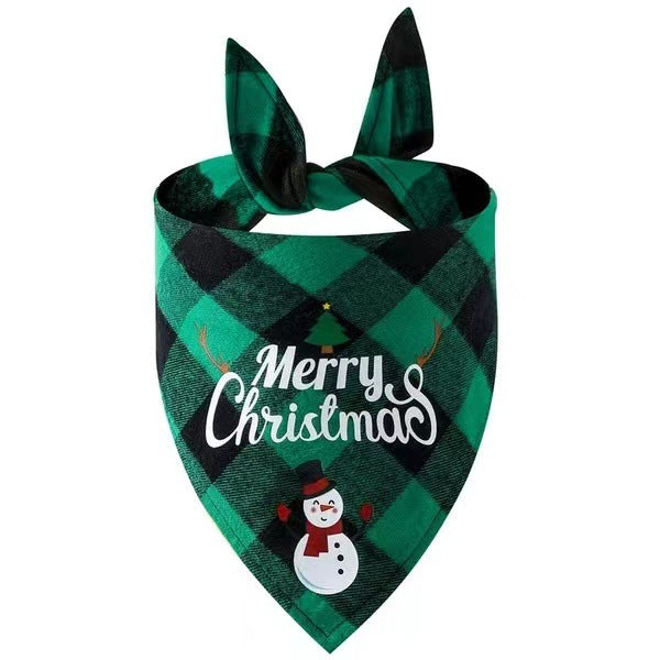 Pañuelo triangular navideño para perros y gatos – Muñeco de nieve B