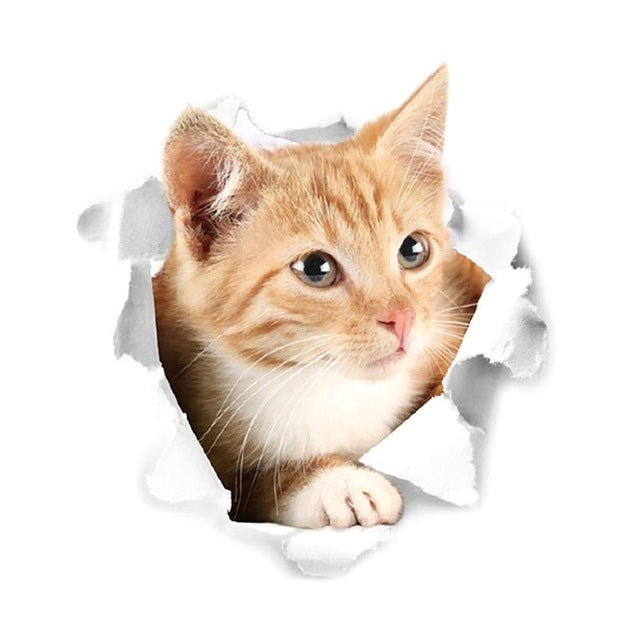 Pegatina de pared 3D con diseño de gato para baño