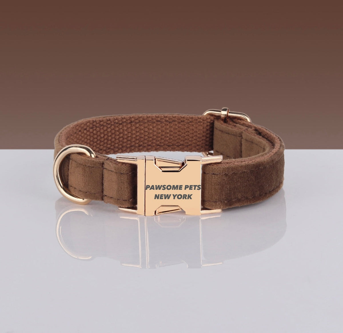 Collar ajustable marrón para perros y gatos Pawsome Pets New York