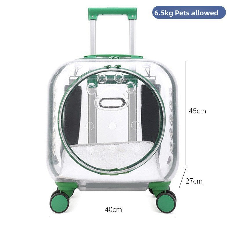 Transportín mochila transparente con ruedas para perros y gatos