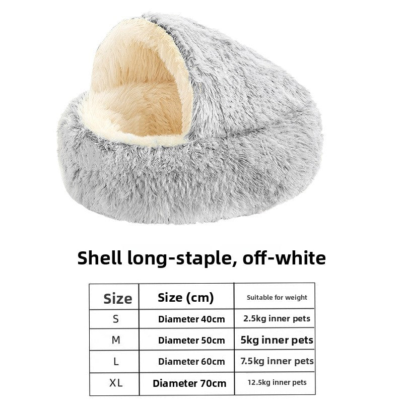 Cama mullida con forma de concha para perros y gatos