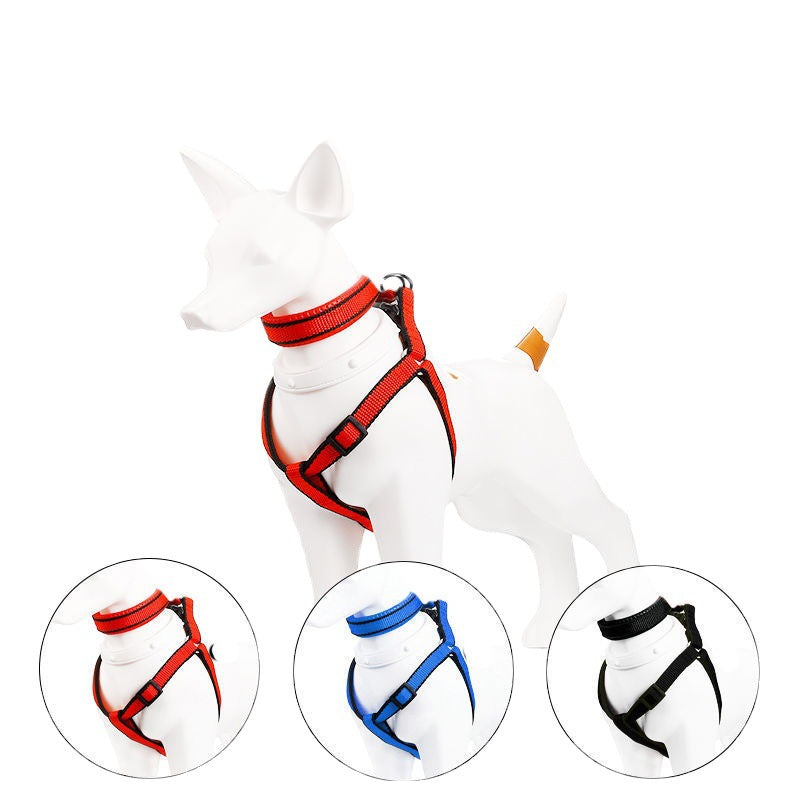 Set reflectante de collar, arnés y correa para perros