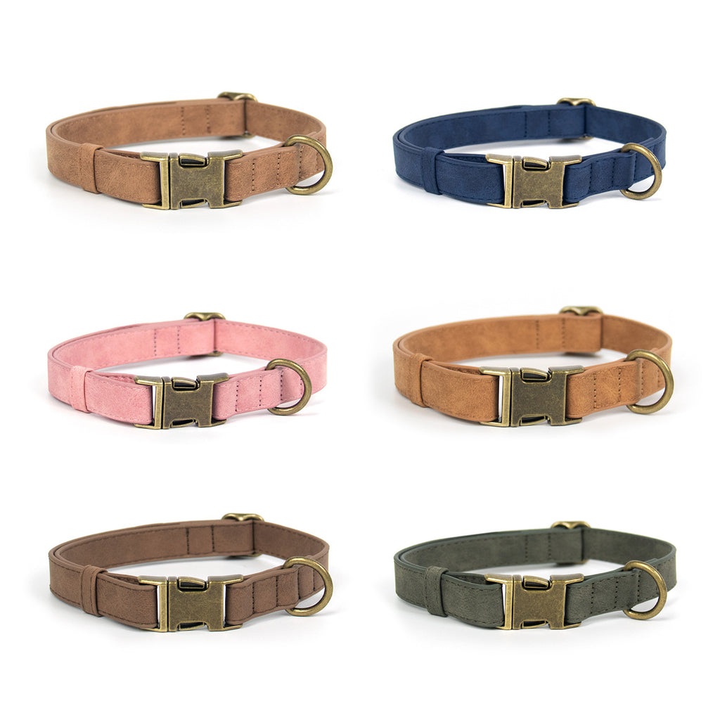 Collar y correa retro de piel sintética para perros