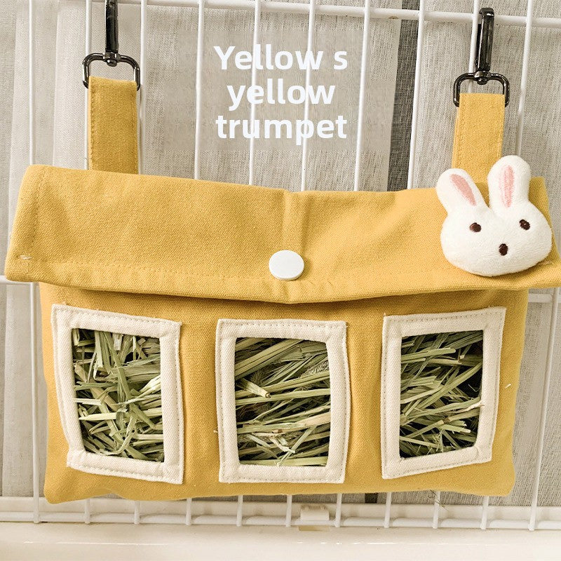Bolsa Colgante Lavable para Heno de Mascotas Pequeñas – Amarillo pequeño 22,5 x 15,5 cm