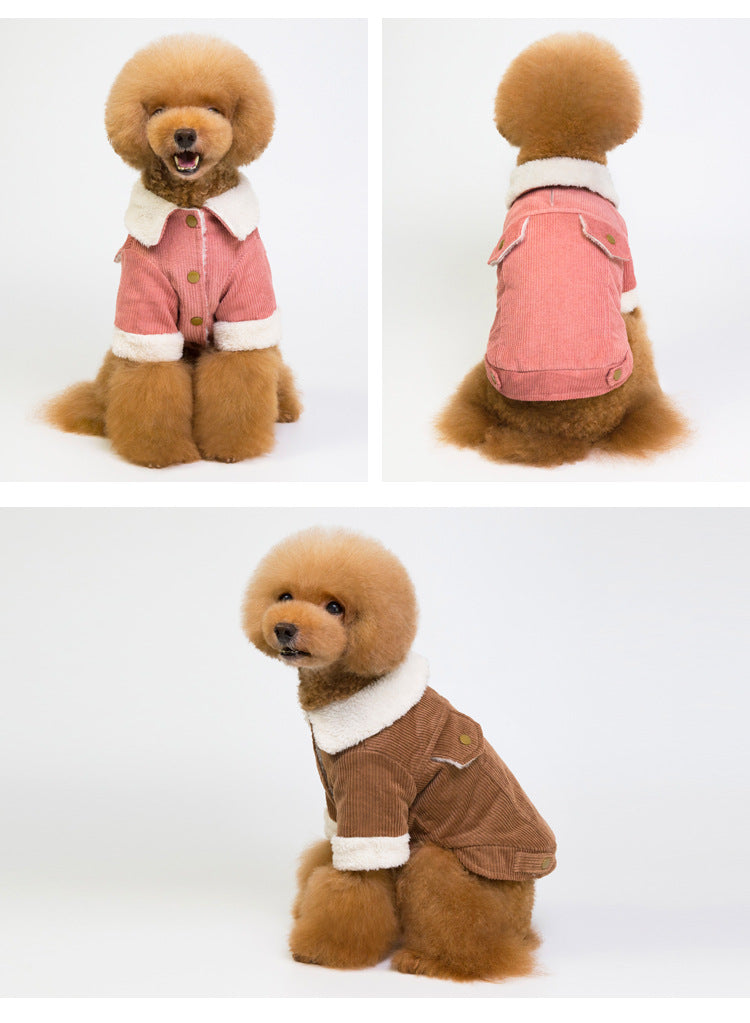 Chaqueta de pana de abrigo para perros