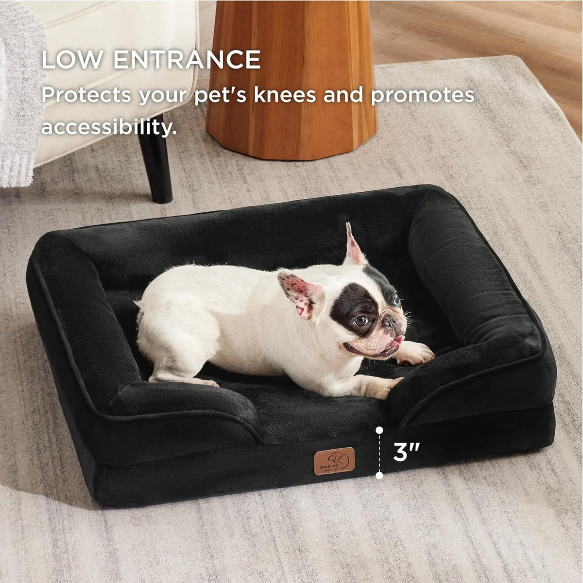 Cama cuadrada acolchada para perros