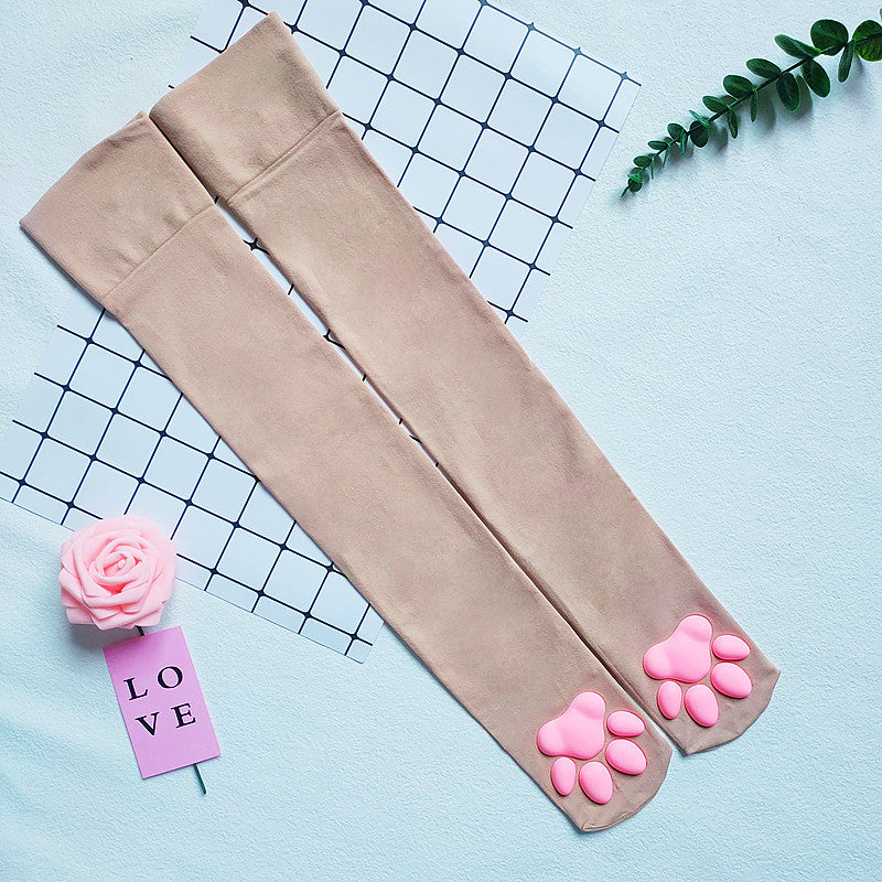 Calcetines con patas de gato 3D y almohadillas de silicona
