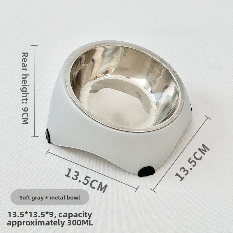 Cuenco inclinado de acero inoxidable para gatos y perros pequeños