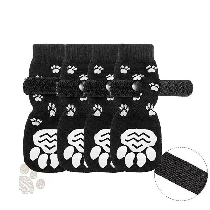 Calcetines Antideslizantes e Impermeables para Perros · 4 Piezas – Huellas negro