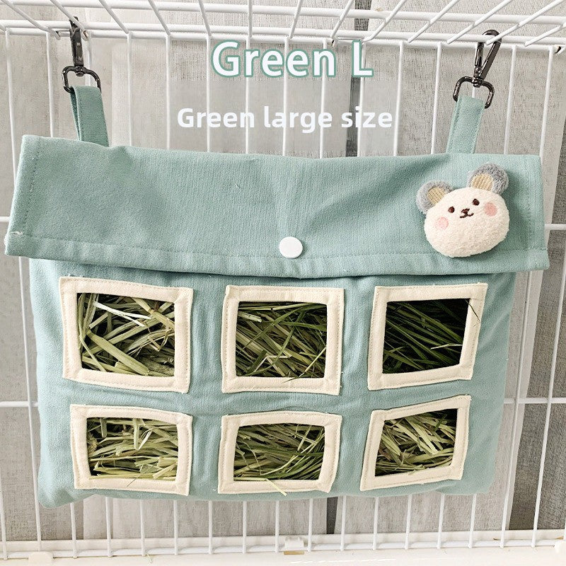 Bolsa Colgante Lavable para Heno de Mascotas Pequeñas – Verde grande 33 x 24 cm