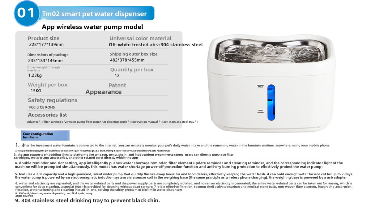 Fuente automática de agua filtrada para perros y gatos