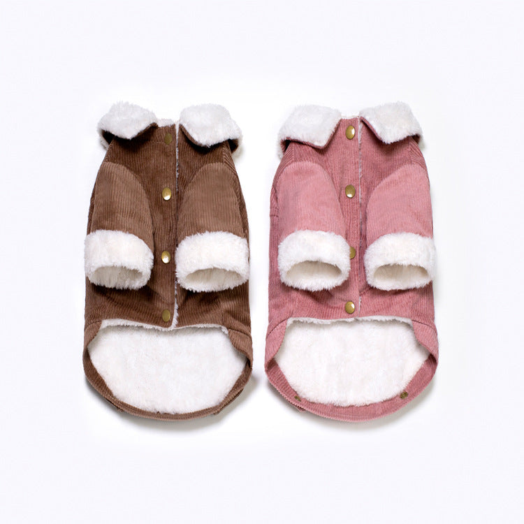 Chaqueta de pana de abrigo para perros