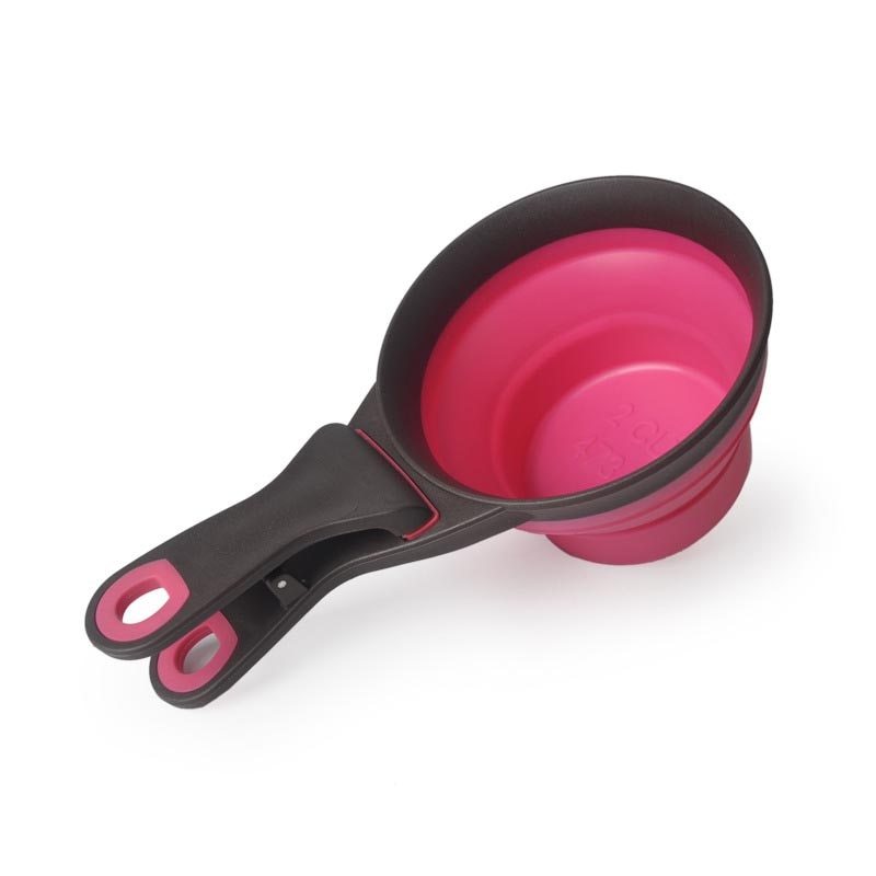 Cacito plegable de silicona con pinza para pienso de mascotas