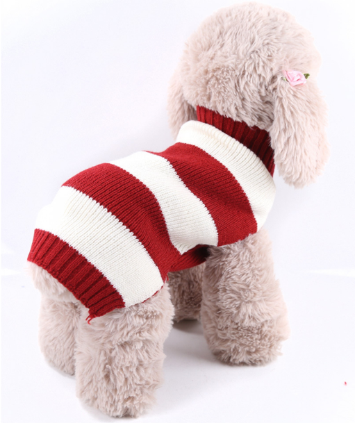 Jersey de lana a rayas para perros, cálido y elástico