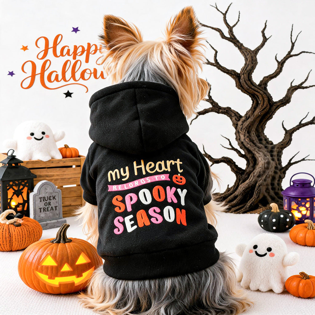 Sudadera negra de Halloween para perros y gatos