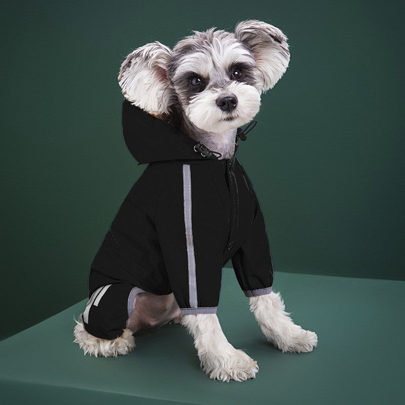 Chubasquero con capucha y tiras reflectantes para perros