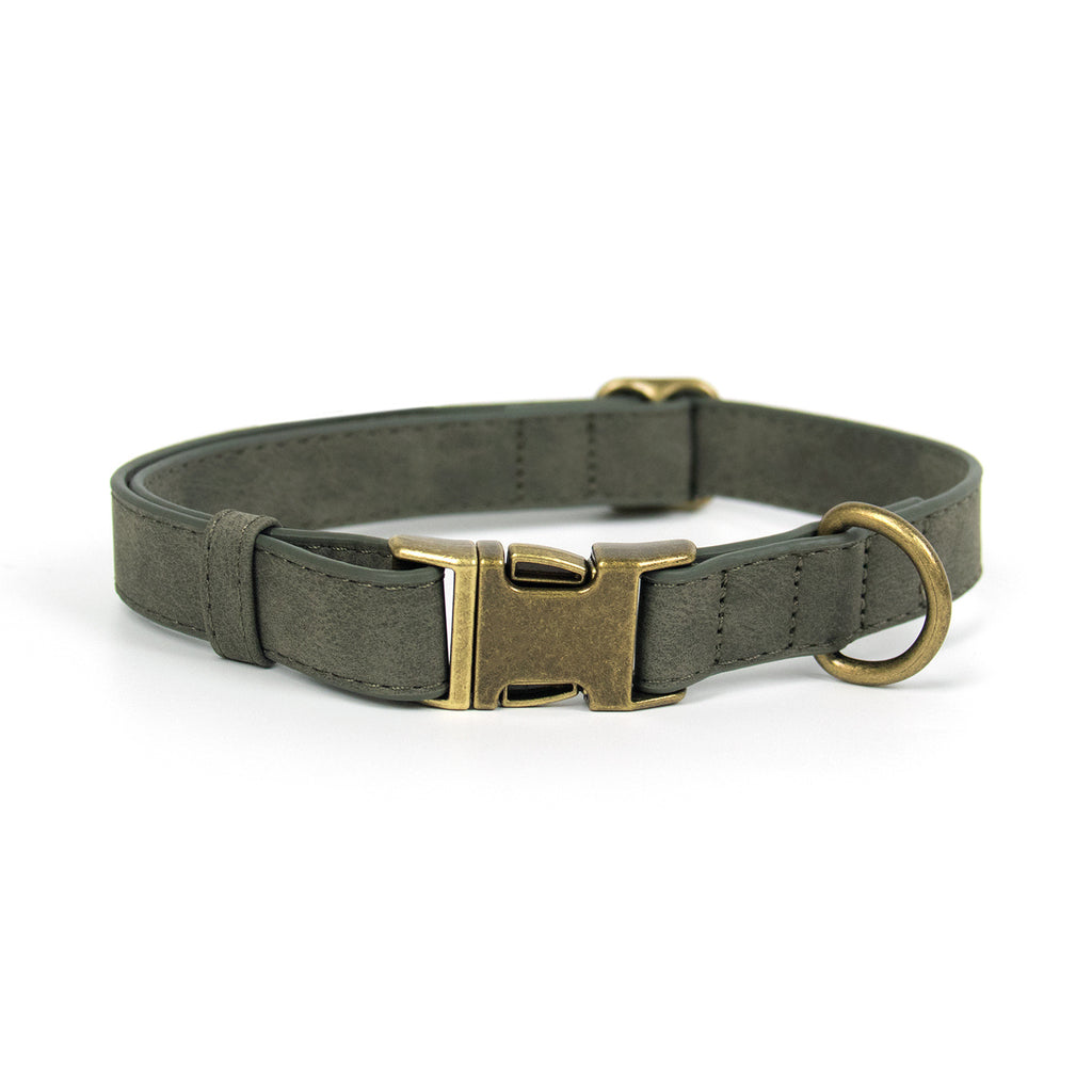 Collar y correa retro de piel sintética para perros