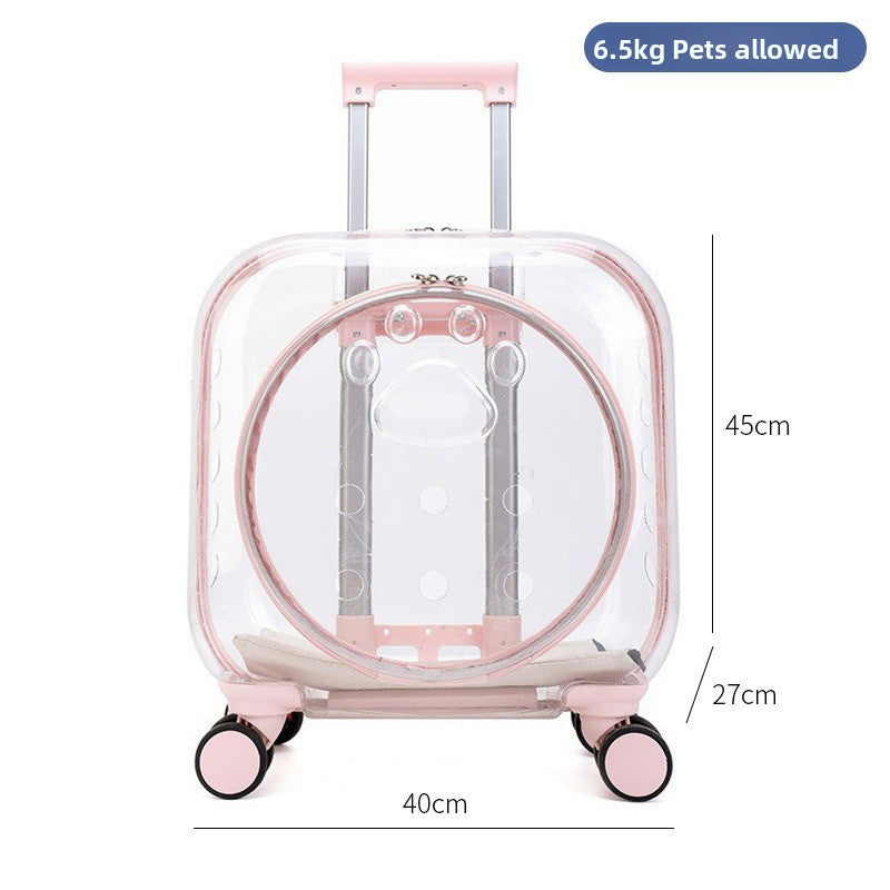 Transportín mochila transparente con ruedas para perros y gatos