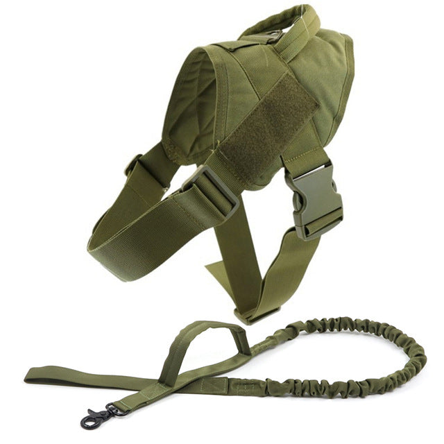 Arnés táctico ligero de nylon para perros medianos y grandes – Set verde militar