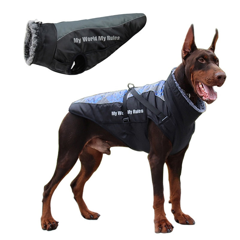 Chaleco impermeable reflectante con arnés para perros