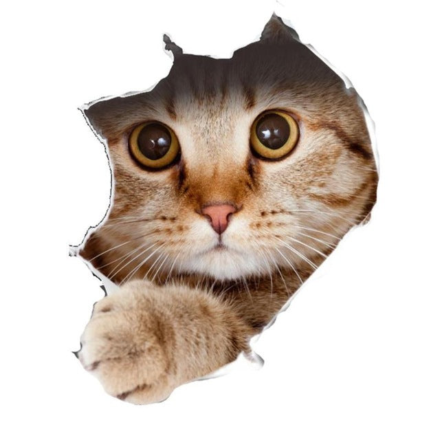 Pegatina de pared 3D con diseño de gato para baño