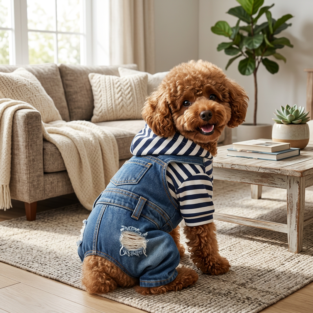 Peto vaquero con capucha de rayas para perro pequeño