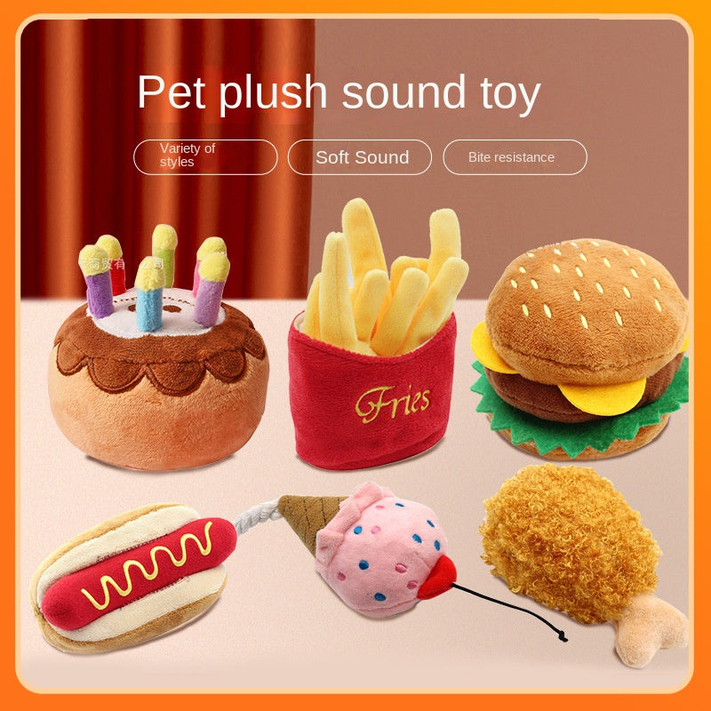 Juguete de peluche para perros con diseños de comida