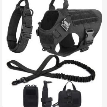 Set de excursión para perros: chaleco táctico con botiquín, portabotellas y bolsas (4 o 6 piezas)