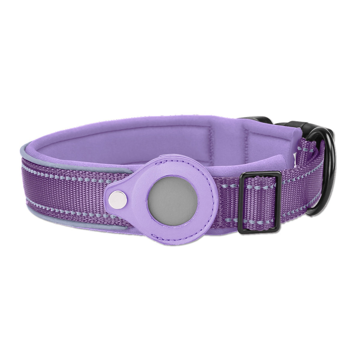 Collar ajustable para perro y gato compatible con AirTag en color morado