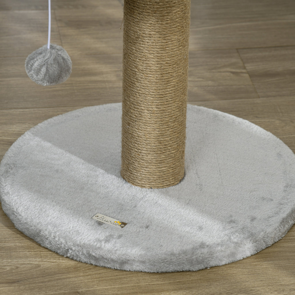 Rascador pequeño para gatos con pompón y plataforma, 40 x 40 x 49 cm, gris, foto 9 de 9