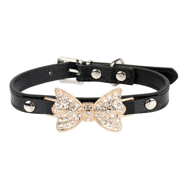Collar negro ajustable con rhinestones para gatos – PU1