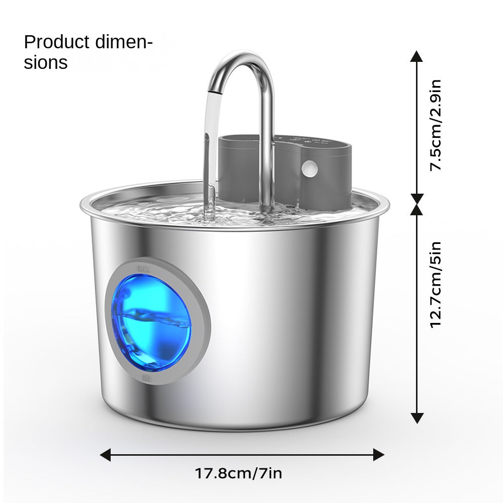 Fuente de agua automática de acero inoxidable para gatos