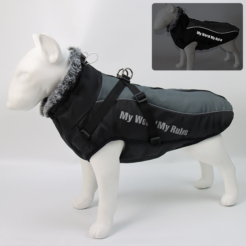 Chaleco impermeable reflectante con arnés para perros