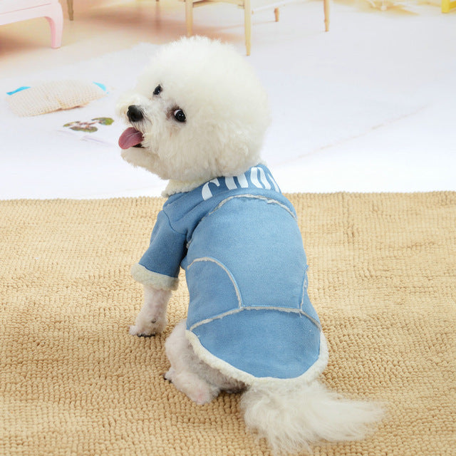 Abrigo de ante con borreguito para perro pequeño