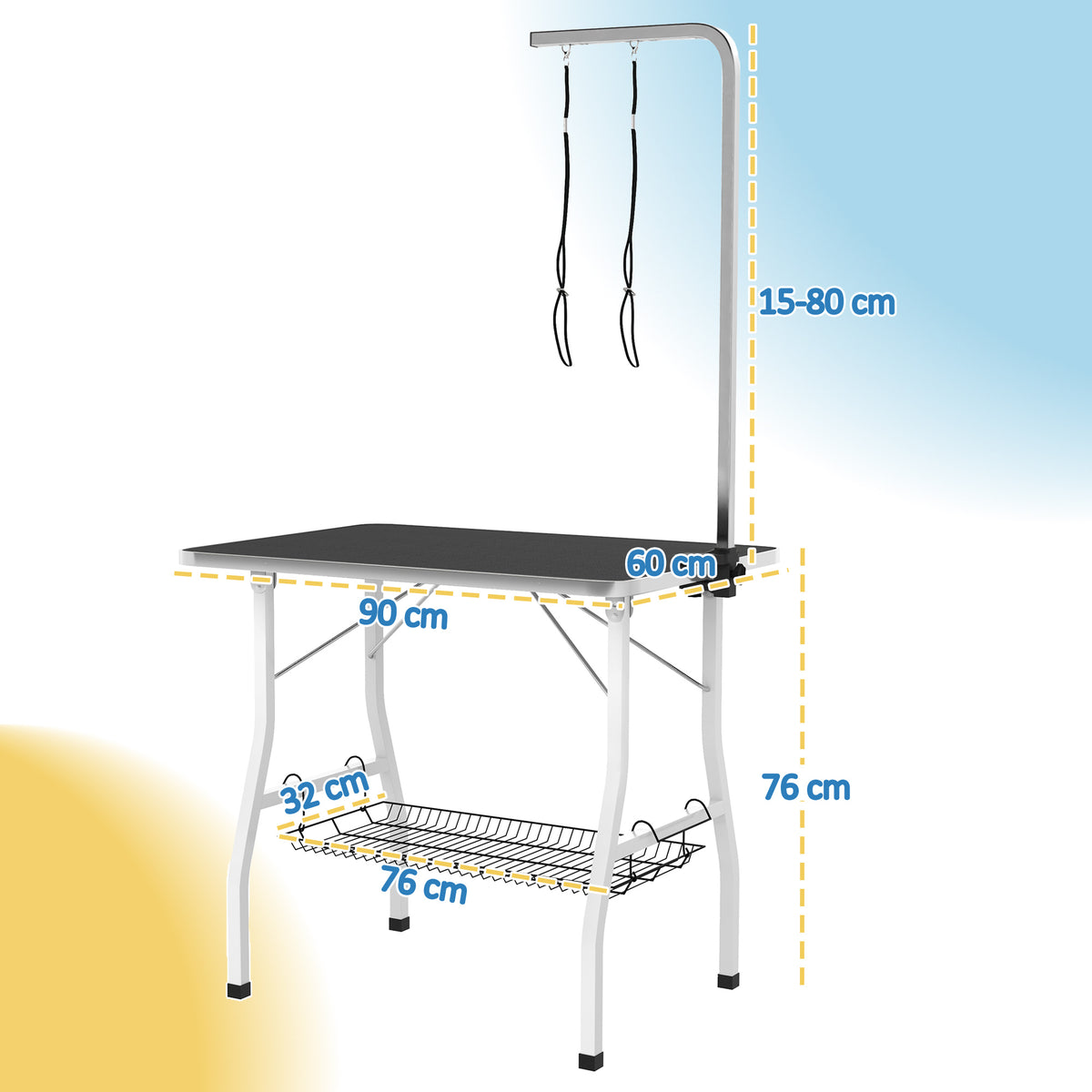 Mesa plegable de peluquería para perros con brazo ajustable