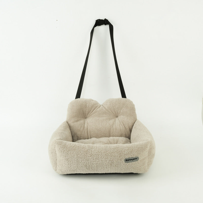 Asiento de coche acolchado de felpa para perros y gatos, 44 x 35 x 28 cm y 53 x 42 x 29 cm