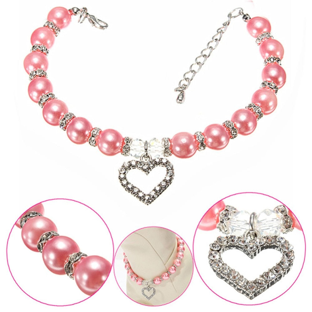 Collar joya de perlas para perros y gatos