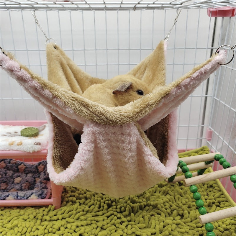 Hamaca doble de terciopelo para mascotas pequeñas en color rosa